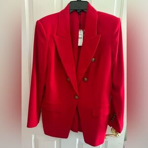 Express Vibrant Red Blazer with Gold Accents